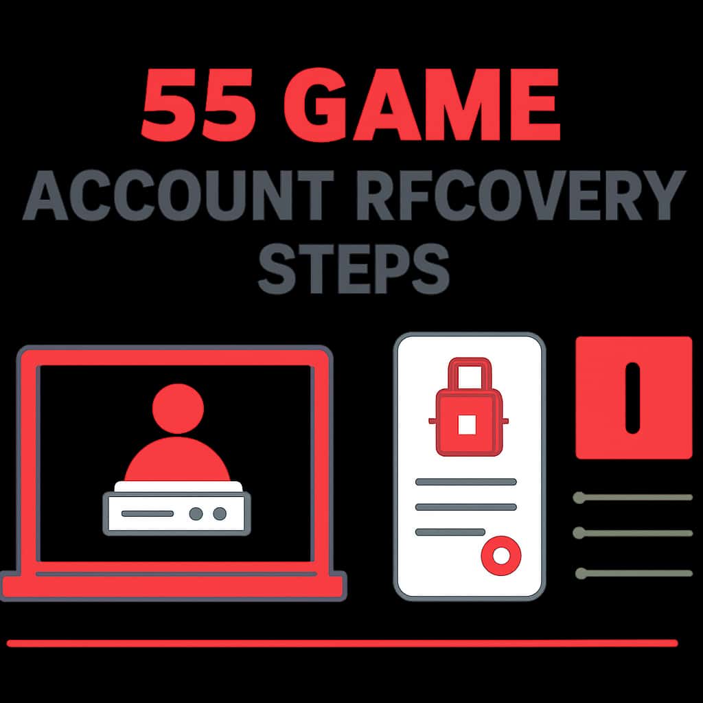 Diagram explaining the steps to recover a 55 Game account.