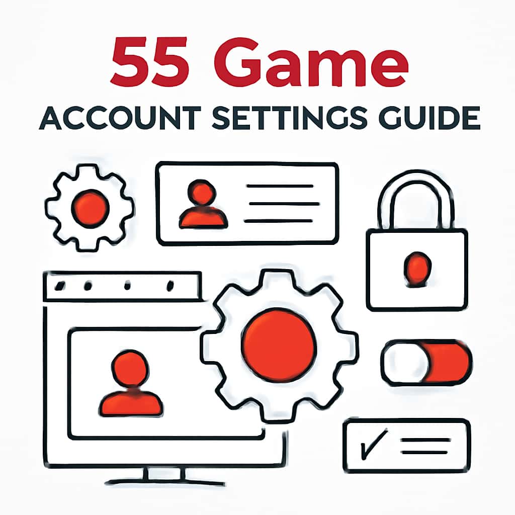An infographic explaining account settings for 55 Game.