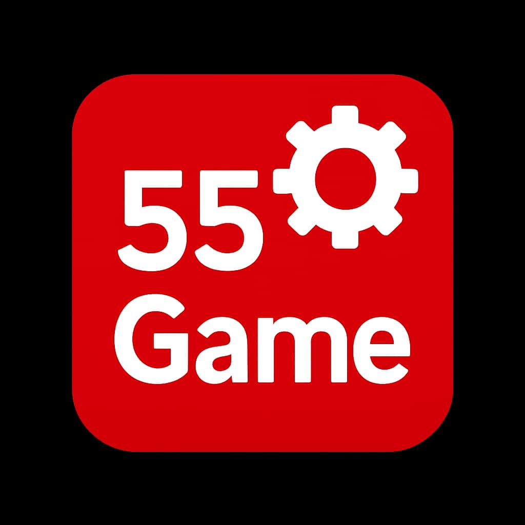 A simple badge illustrating the 55 Game Account Settings Guide.