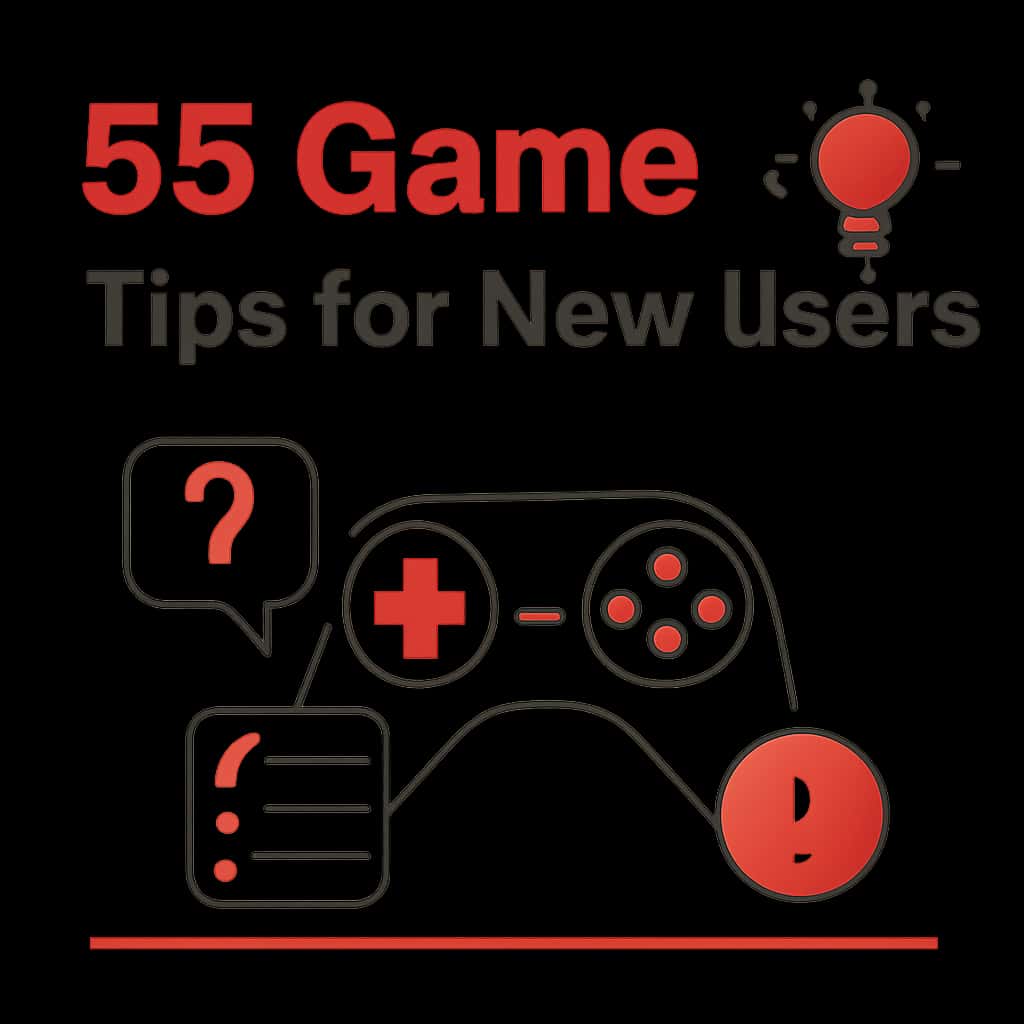 An educational diagram about 55 Game tips for new users.