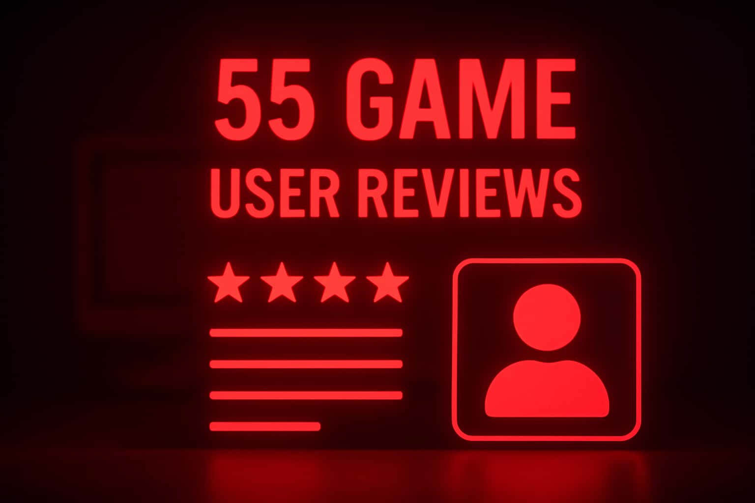 An illustration depicting 55 Game User Reviews with a focus on user interactions.
