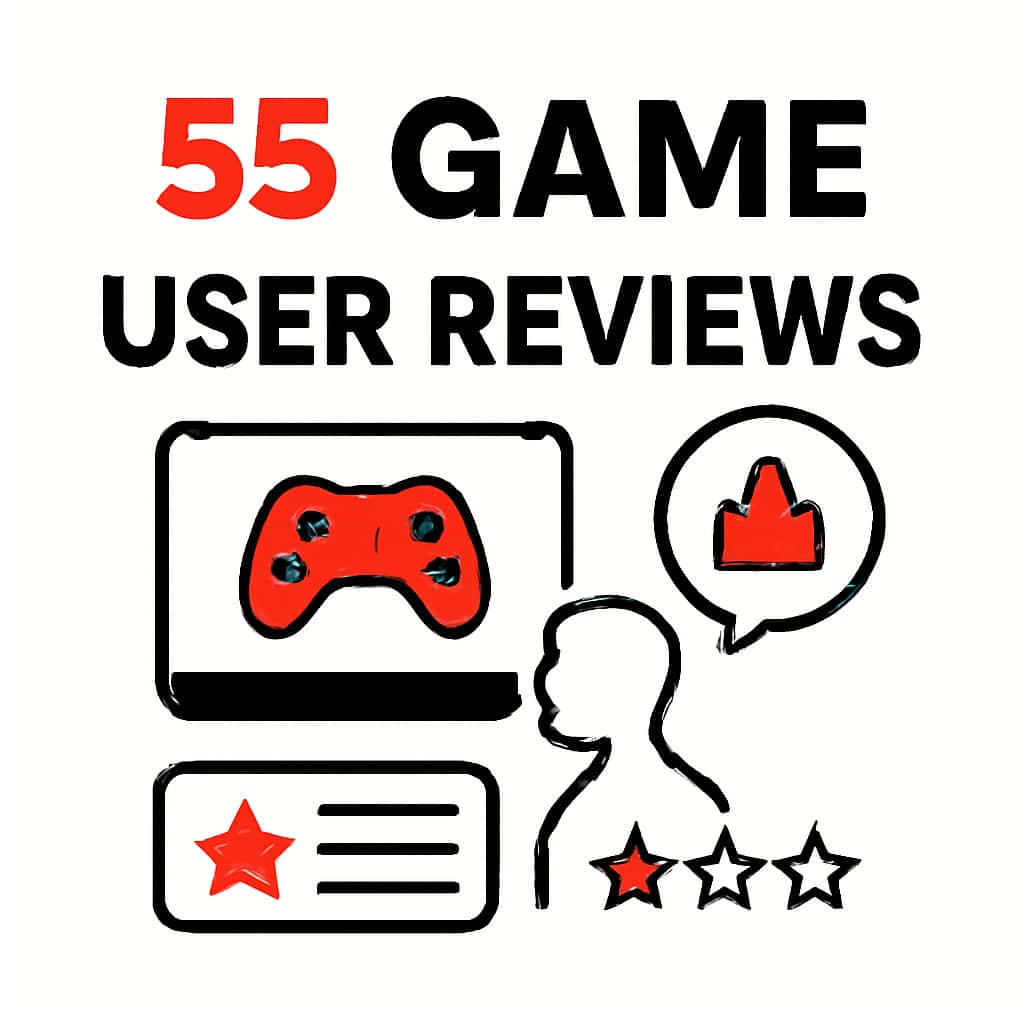 Diagram illustrating user review topics for 55 Game.