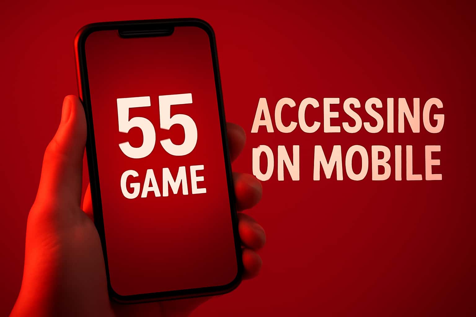 A futuristic scene illustrating how to access 55 Game on mobile devices.