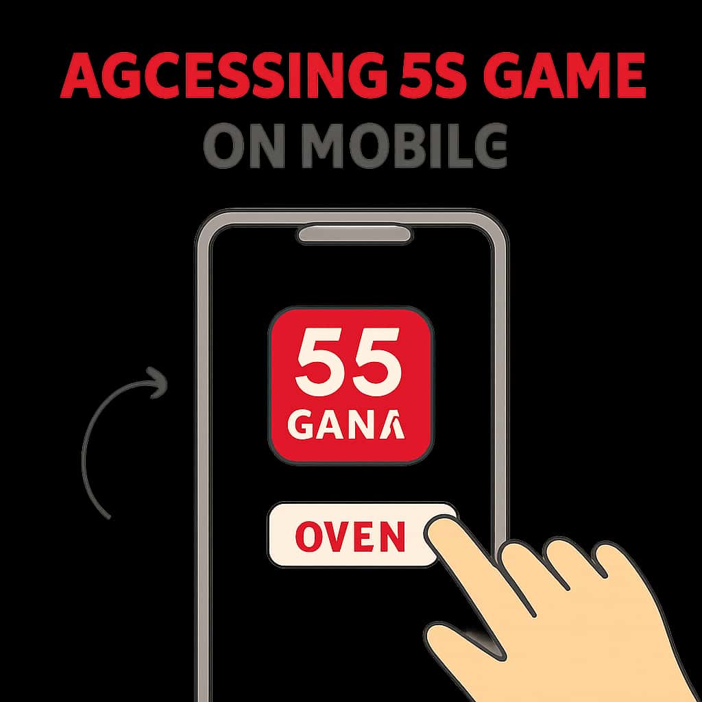 An educational diagram on accessing 55 Game on mobile devices.