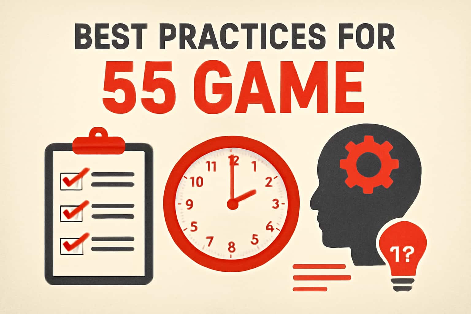 An informative scene illustrating best practices for using 55 Game.