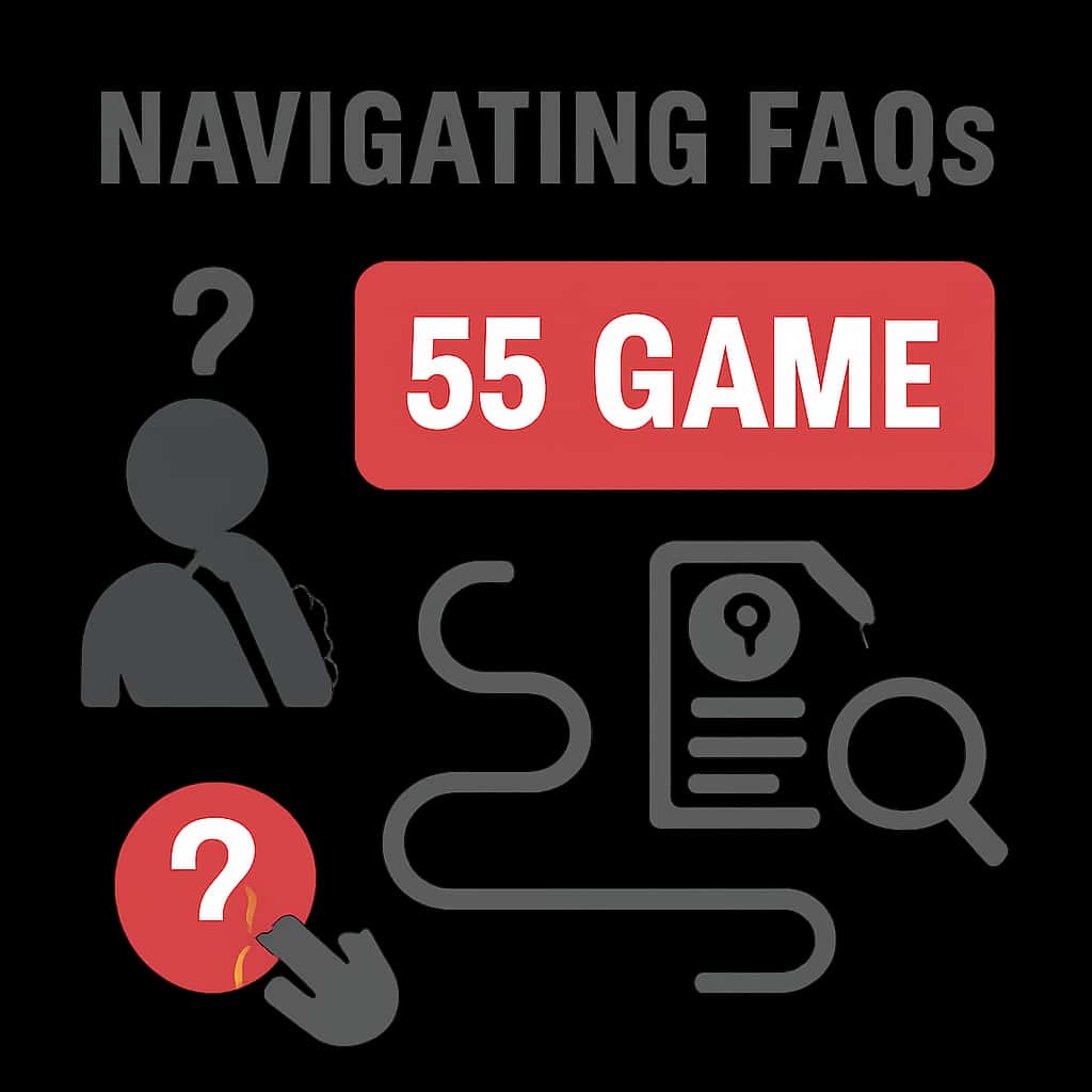 An educational illustration detailing the FAQs for the 55 Game.