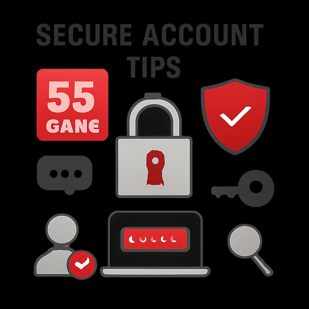 Illustration detailing secure account strategies for 55 Game.