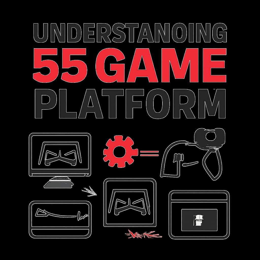 A diagram explaining key features of the 55 Game Platform.